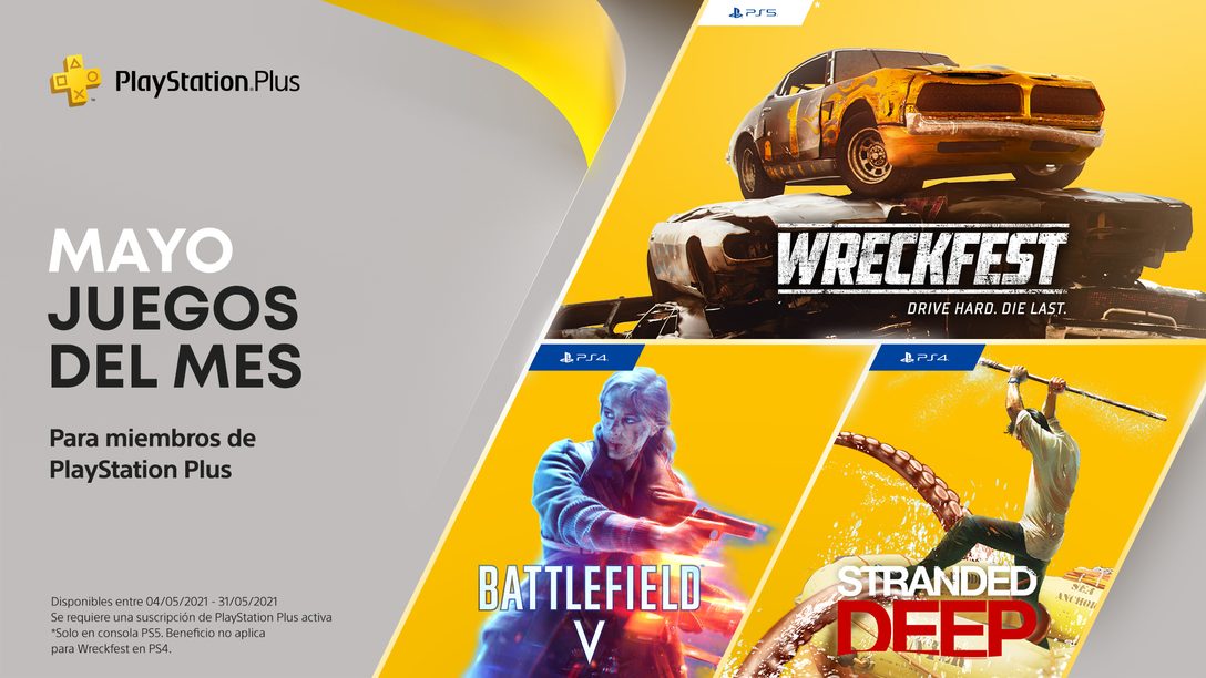 Los juegos de PlayStation Plus para mayo: Battlefield V, Stranded Deep y Wreckfest: Drive Hard Die Last