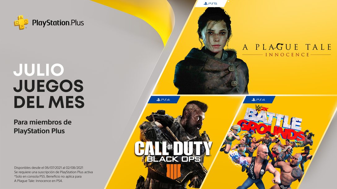 Juegos de PlayStation Plus en julio | Call of Duty: Black Ops 4, WWE 2K Battlegrounds, A Plague Tale: Innocence