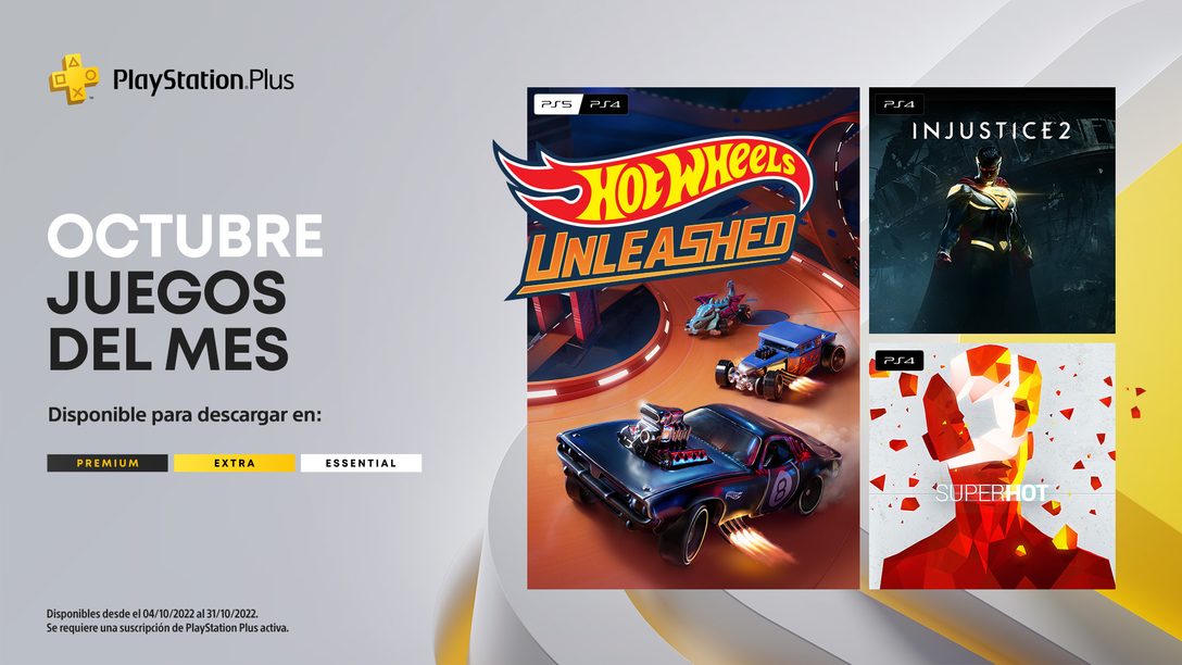 Juegos mensuales de PlayStation Plus para octubre: Injustice 2, Hot Wheels Unleashed, Superhot