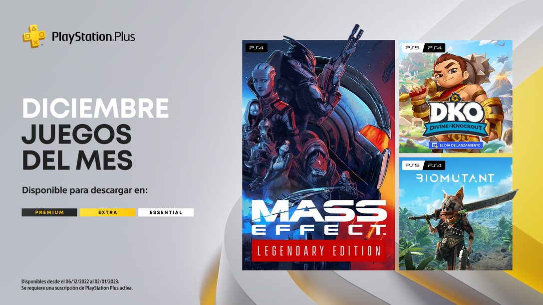 Juegos mensuales de PlayStation Plus de diciembre | Divine Knockout: Founder’s Edition, Mass Effect Legendary Edition, Biomutant 