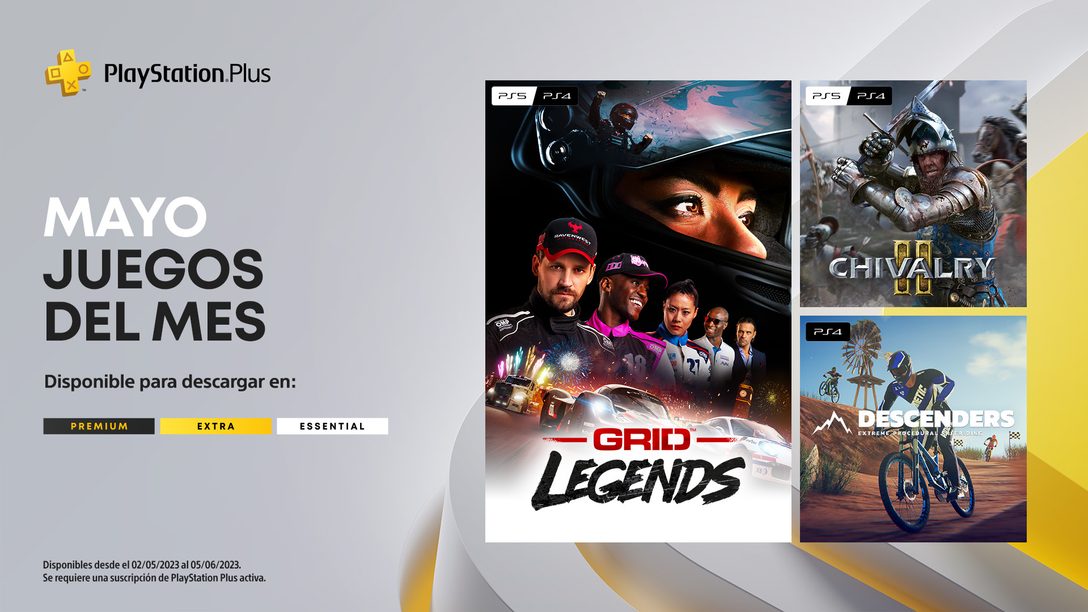 Juegos mensuales de PlayStation Plus en mayo: GRID Legends, Chivalry 2 y Descenders 