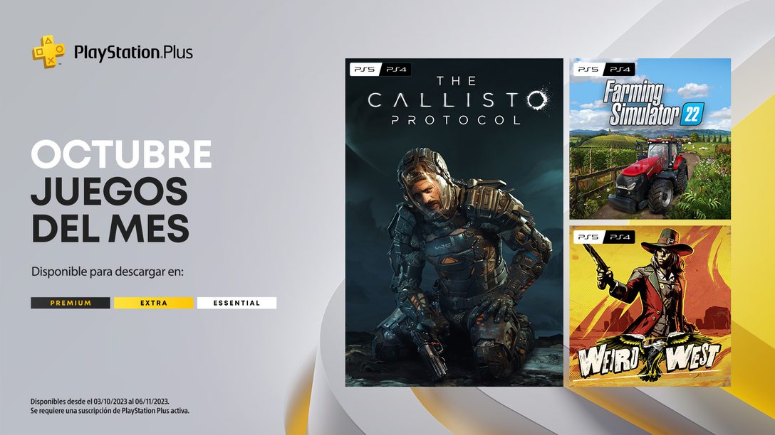 Juegos mensuales de PlayStation Plus en octubre: The Callisto Protocol, Farming Simulator 22 y Weird West