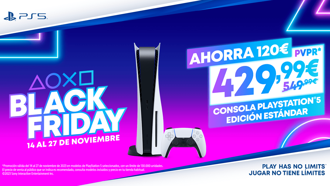Llega Black Friday 2023 con un descuento de 120€* en PlayStation 5 y  grandes ofertas en DualSense y videojuegos – PlayStation.Blog en español