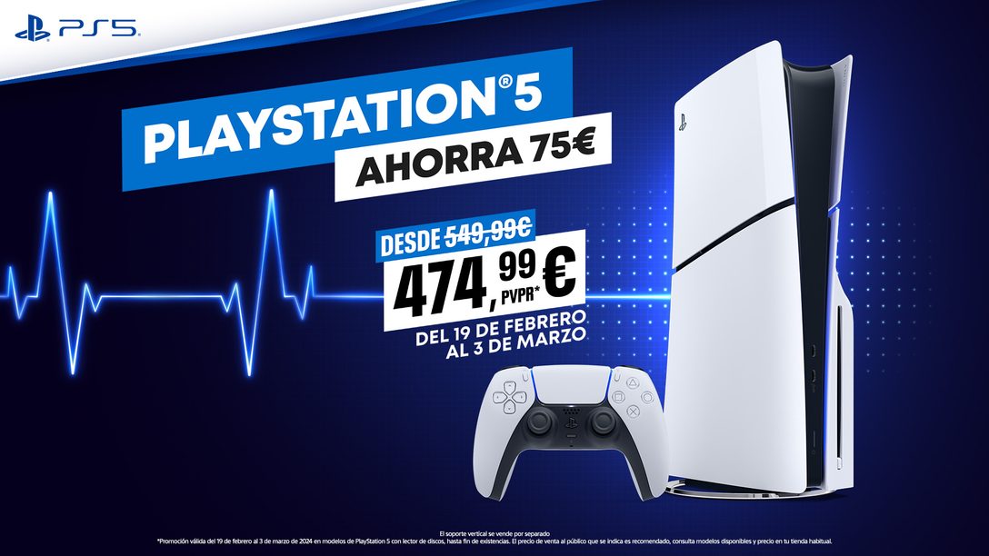 Consigue tu PlayStation 5 con un descuento de 75€  del 19 de febrero al 3 de marzo 