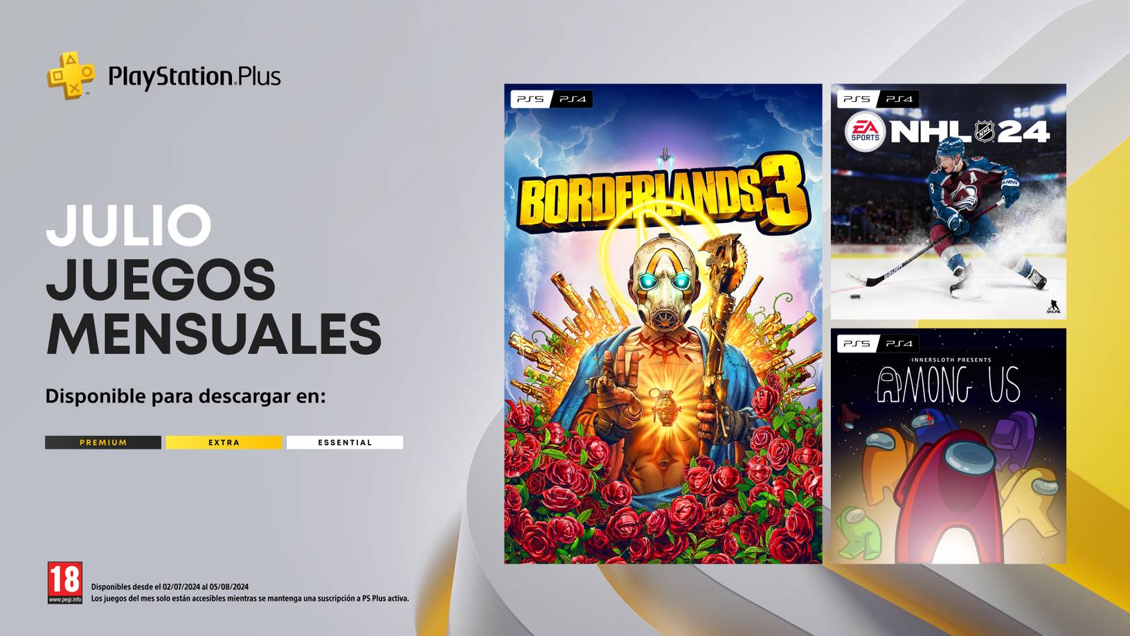 Los juegos del mes de julio PlayStation Plus: Borderlands 3, NHL 24, Among Us