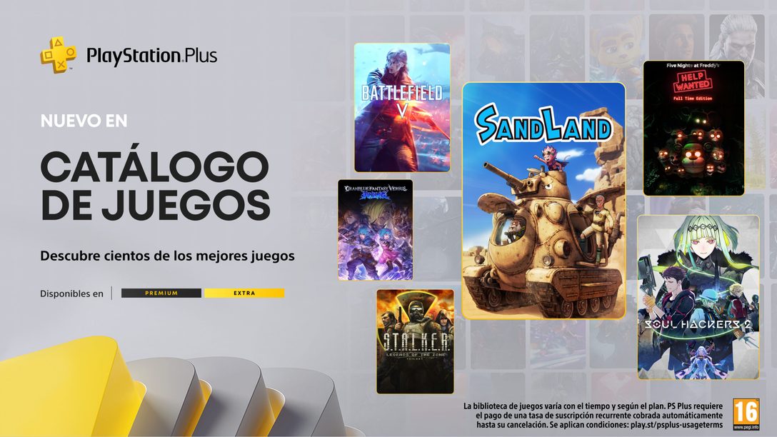 Catálogo de juegos de PlayStation Plus de mayo: Sand Land, Soul Hackers 2, Five Nights at Freddy’s: Help Wanted, Battlefield V y muchos más