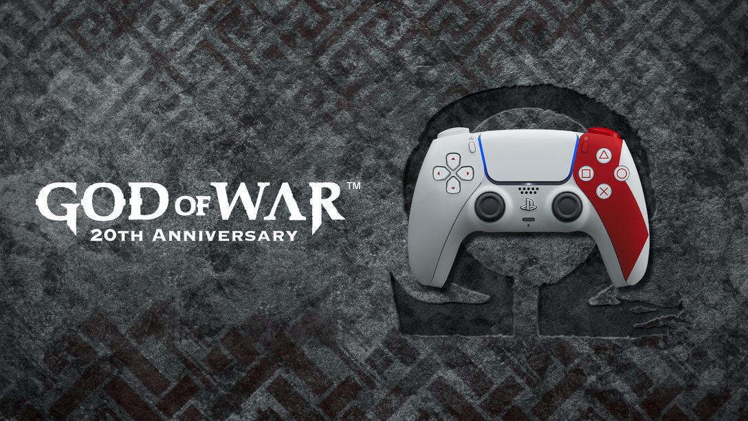 Celebra el legado de Kratos con el mando inalámbrico DualSense: edición limitada del 20.º aniversario de God of War.