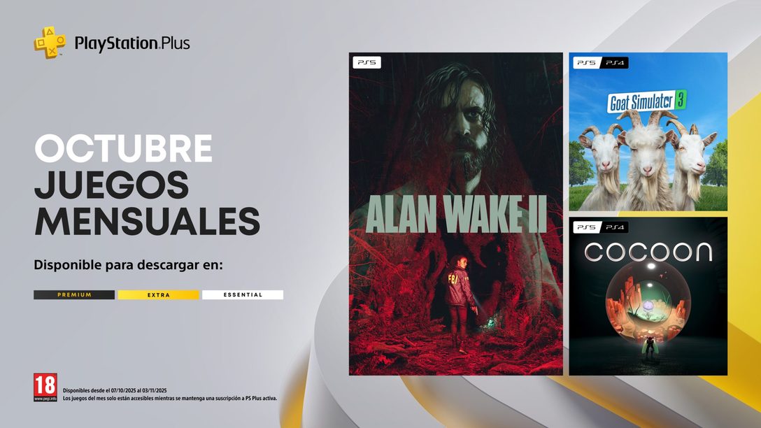 Juegos mensuales de PlayStation Plus de octubre: Alan Wake 2, Goat Simulator 3, Cocoon 