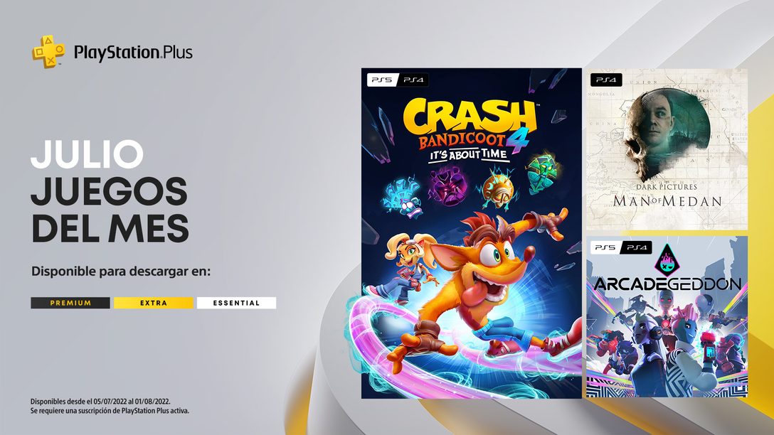 Juegos mensuales de PlayStation Plus de julio: Crash Bandicoot 4: It’s About Time, Man of Medan, Arcadegeddon