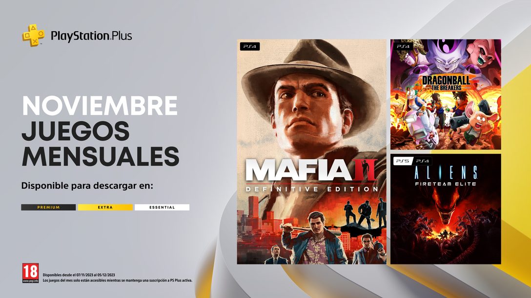 Juegos mensuales de PlayStation Plus de noviembre | Mafia II: Edición Definitiva, Dragon Ball: The Breakers, Aliens Fireteam Elite