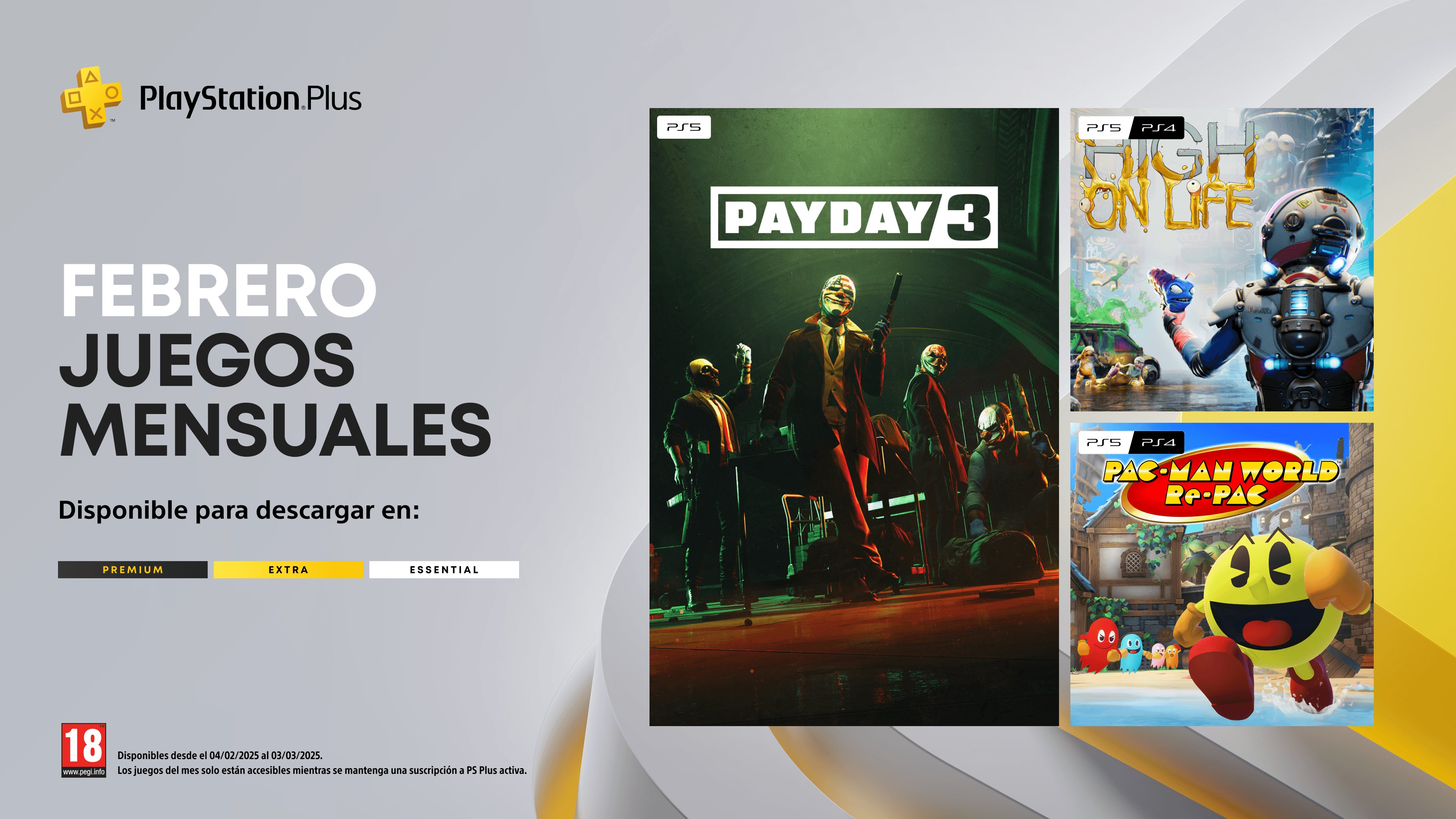 Juegos mensuales de PlayStation Plus de febrero: Payday 3, High on Life, Pac-Man World Re-Pac